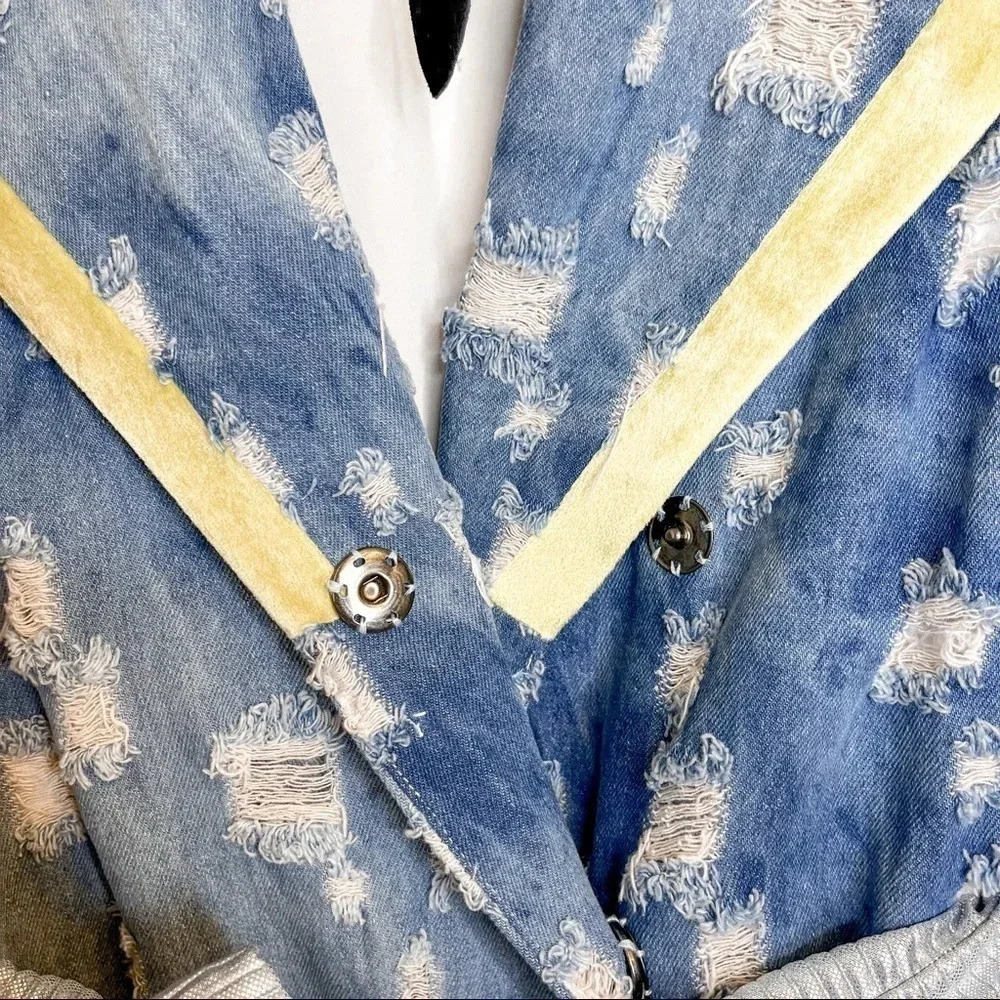Vivienne Hu distress denim dress runway spring 2019 collection NWT size 2 - Picture 4 of 12